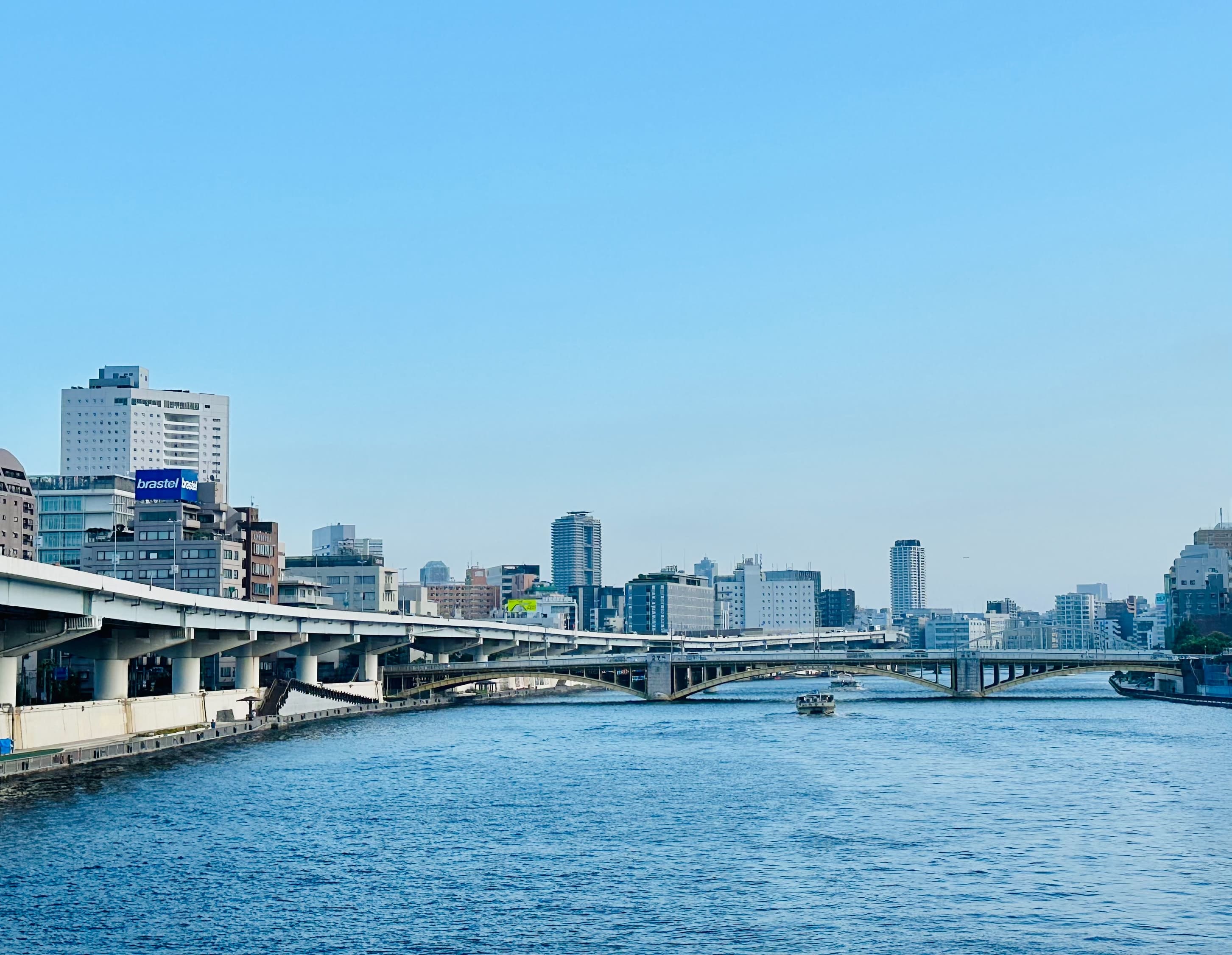 A cityscape stretching along the river